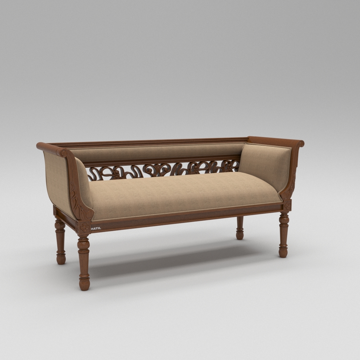 Traditional Wooden Divan Sofa Turbosquid 1337923 Traditional Wooden Divan Sofa