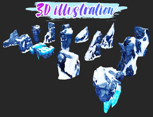 3D rocks illustrations model