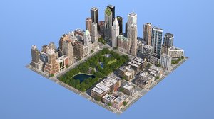3D city buildings park