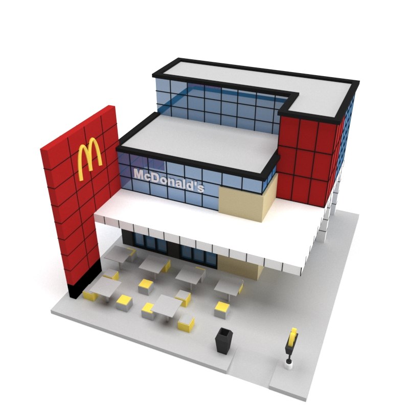 3D mcdonald s building polys model - TurboSquid 1338282