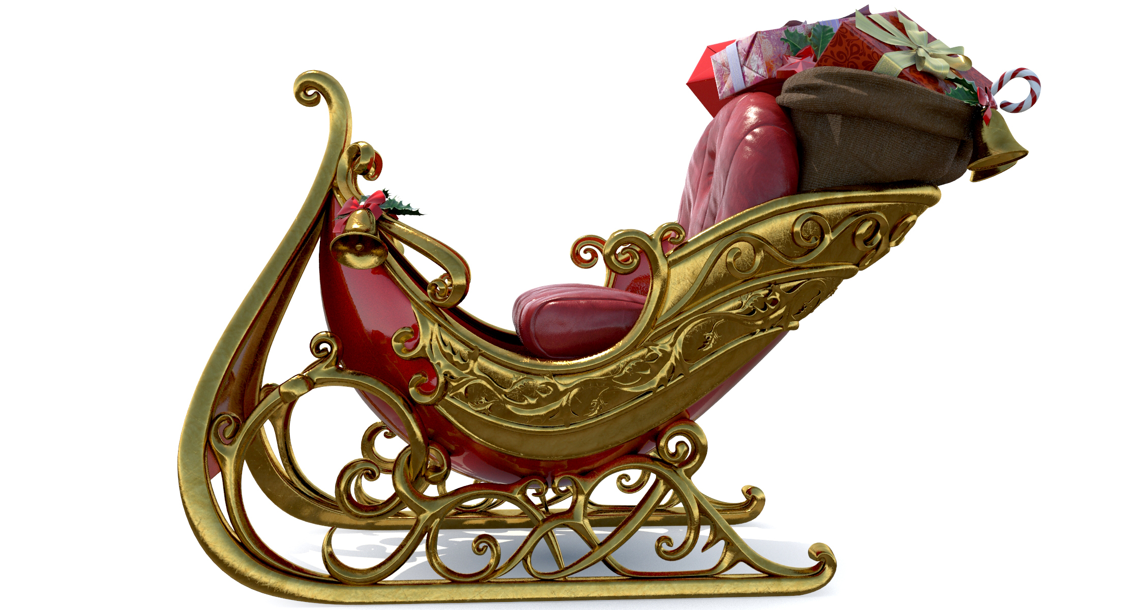 santa claus sleigh gift 3d model