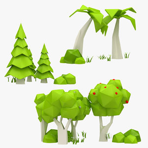 cartoon trees 3D model