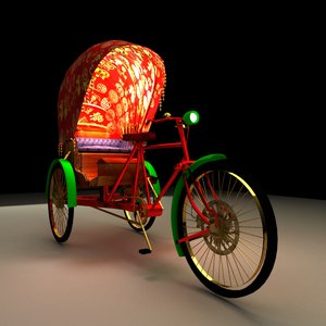 3D chinese rickshaw model