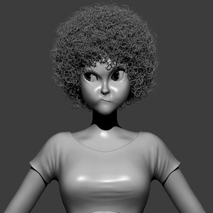 3D girl curly hair