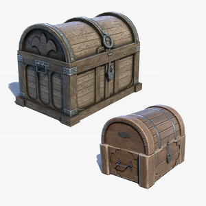 low-poly chest box 3D model