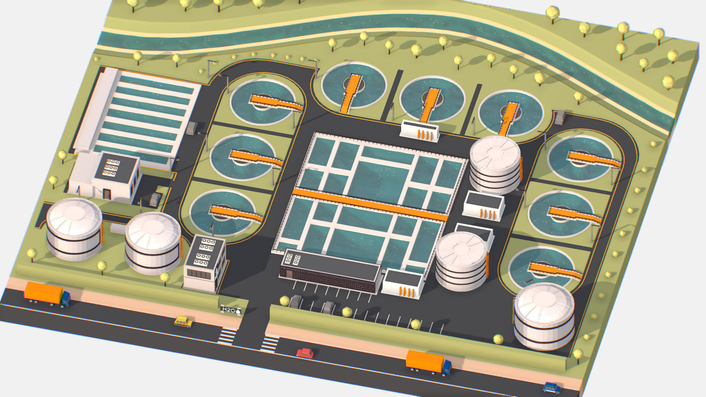 3D model isometric water treatment plant - TurboSquid 1341229