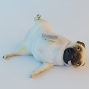 stylized fat pug dog 3D model