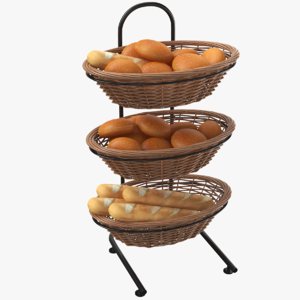 bread display basket stand 3D