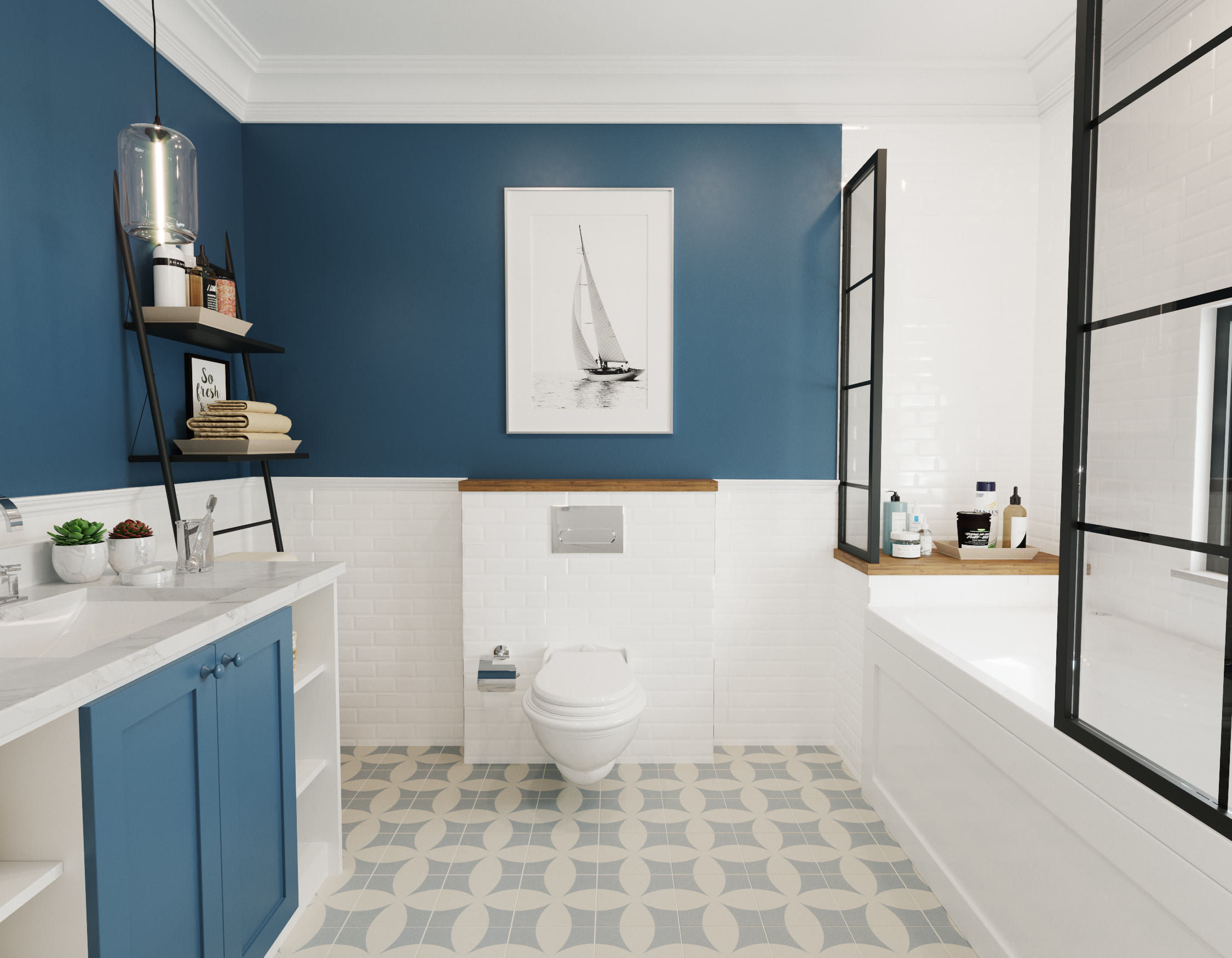 Realistic retro bathroom interior model - TurboSquid 1341722