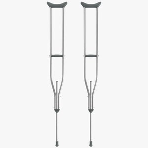 crutches scanline ready 3D model