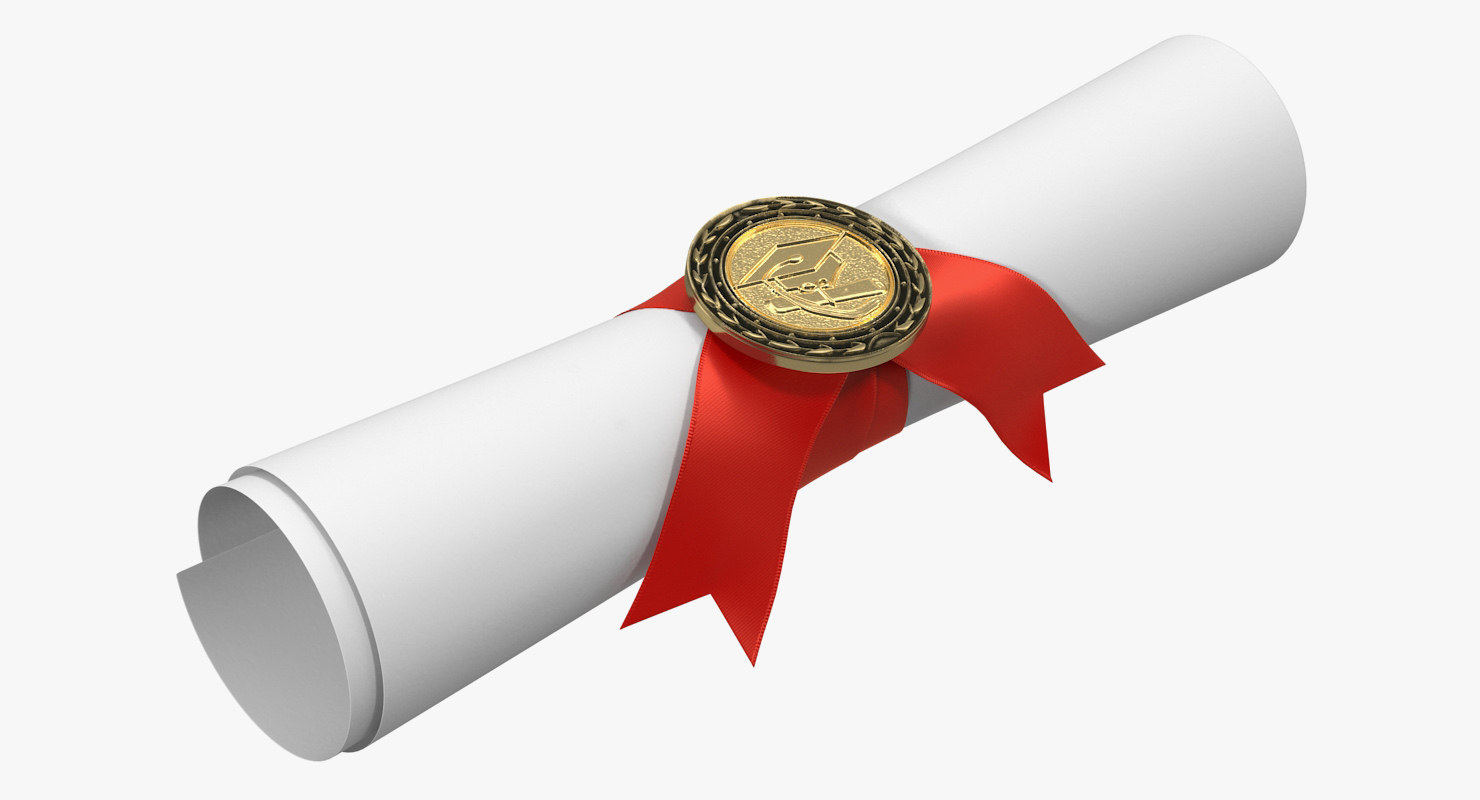 3D model degree scroll red ribbon - TurboSquid 1342297