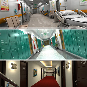 3D model hallway hospital school