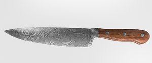 3D model chef knife damascus
