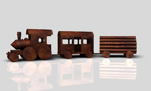 3D wooden toy train