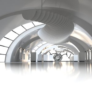 modern art gallery interior 3D