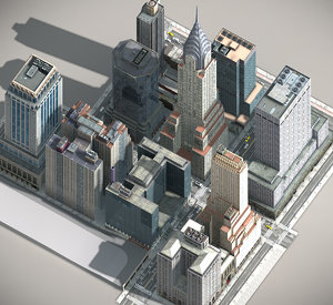 new york midtown city blocks 3D model