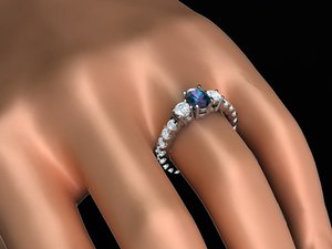 3D gems ring oval fancy model