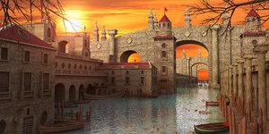 fantasy town water 3D model