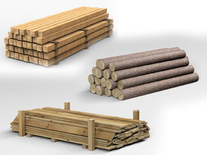 collections wooden planks beams 3D model