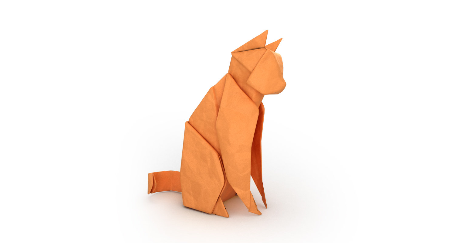 Origami Cat 3d Turbosquid