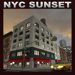 new york sunset scene city 3d max
