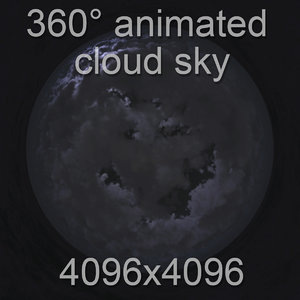 360 night cloudy sky with cloud animation