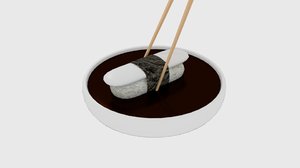 3D chopstick dip sushi plate model