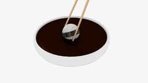 chopstick dip sphere sushi 3D model