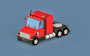 cartoon semi truck 3D model