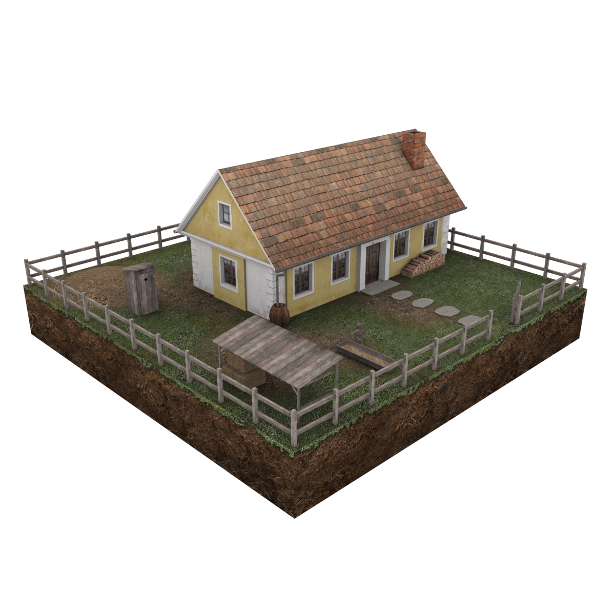 村屋- lowpoly立体模型3d模型