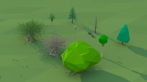 kinds trees scene 3D