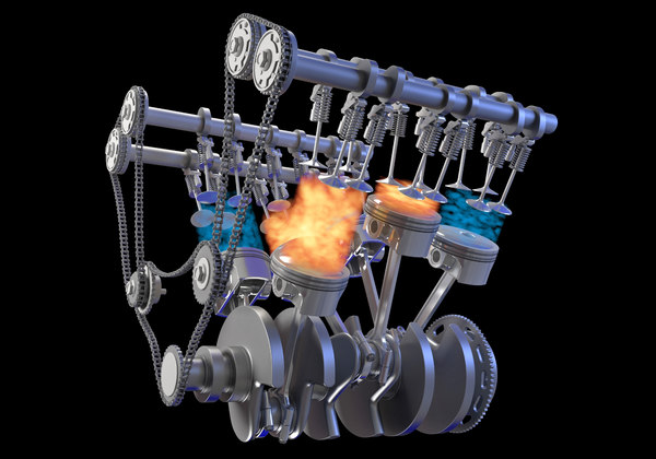 3D v6 engine gasoline ignition model