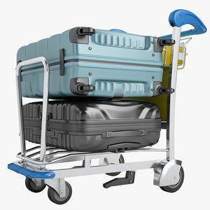 3D airport luggage trolley
