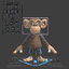 3D cartoon monkey character rigged model