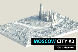 3D moscow city downtown low-poly
