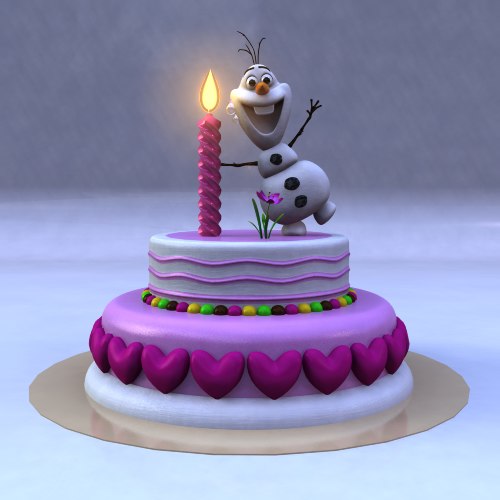 Modele 3d De Gateau D Anniversaire Avec Bonhomme De Neige Gele Turbosquid