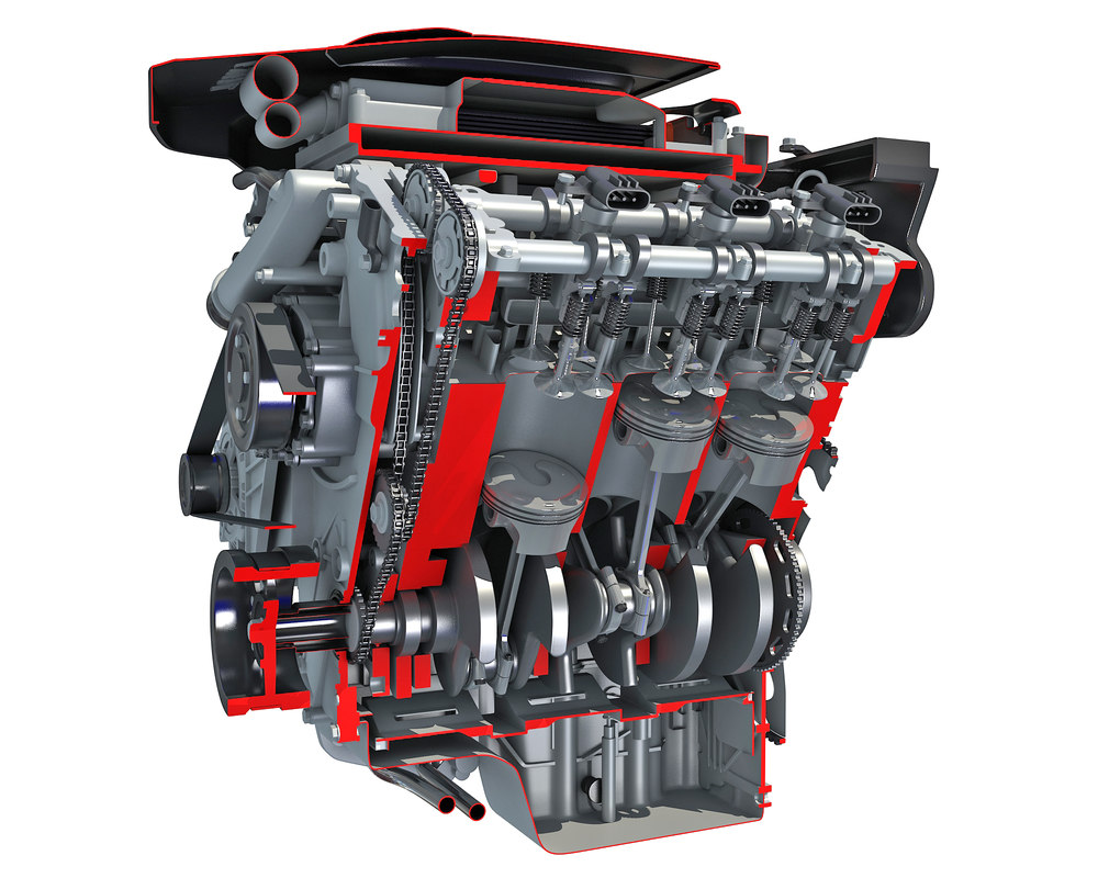 3D sectioned v6 engine animation - TurboSquid 1345306