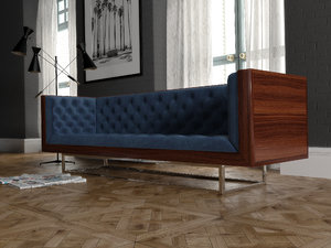 3D velvet sofa milo baughman