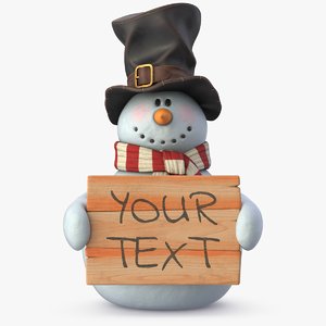 3D model realistic snowman holiday christmas
