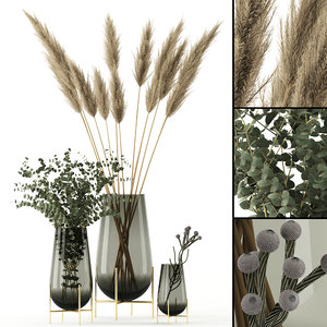 3D realistic plants echasse vases