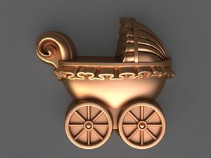 3D baby carriage model