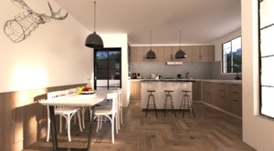 designed kitchen room model