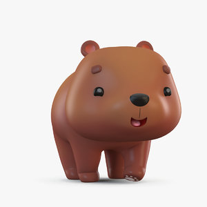 cute cartoon brown bear 3D