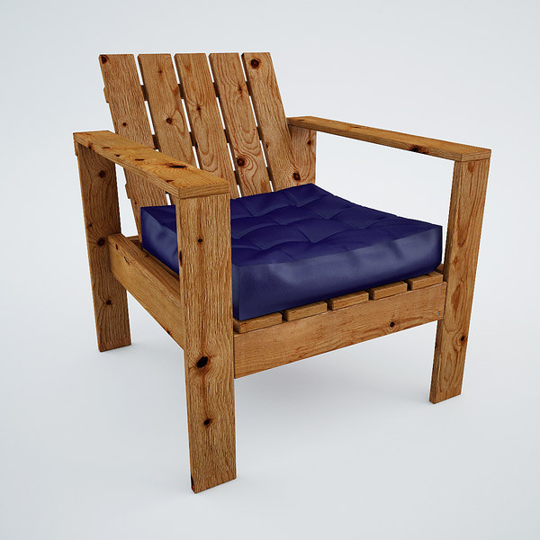 3d Simple Outdoor Lounge Chair Model, Simple Outdoor Furniture