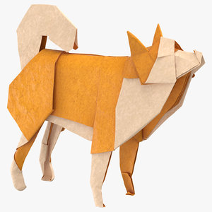 dog origami 3D model