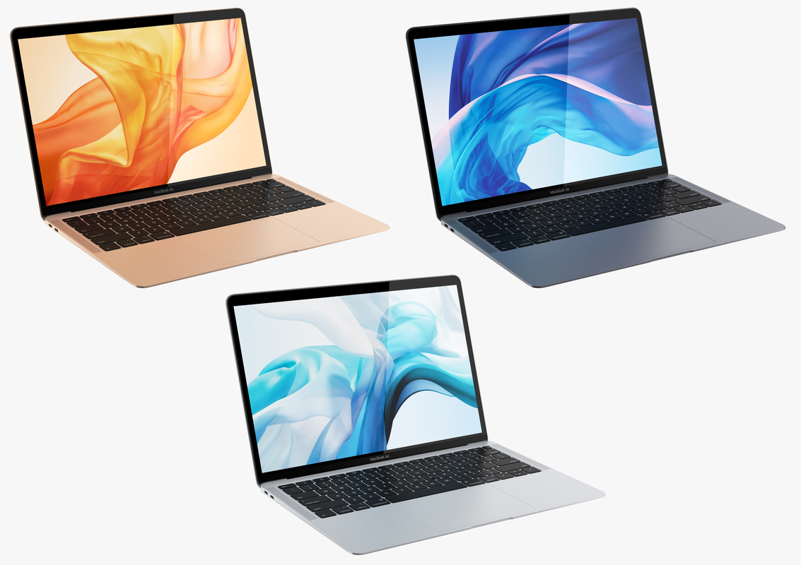 modèle 3D de Apple MacBook Air 13 pouces 2018, toutes les couleurs