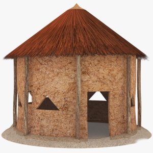african hut bamboo 3D model