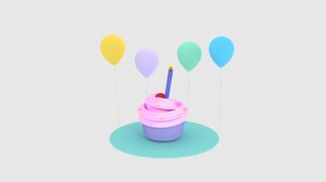 3D model cupcake cake birthday