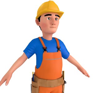 3D cartoon worker man model