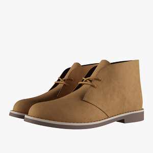 leather chukka boots beige 3D model